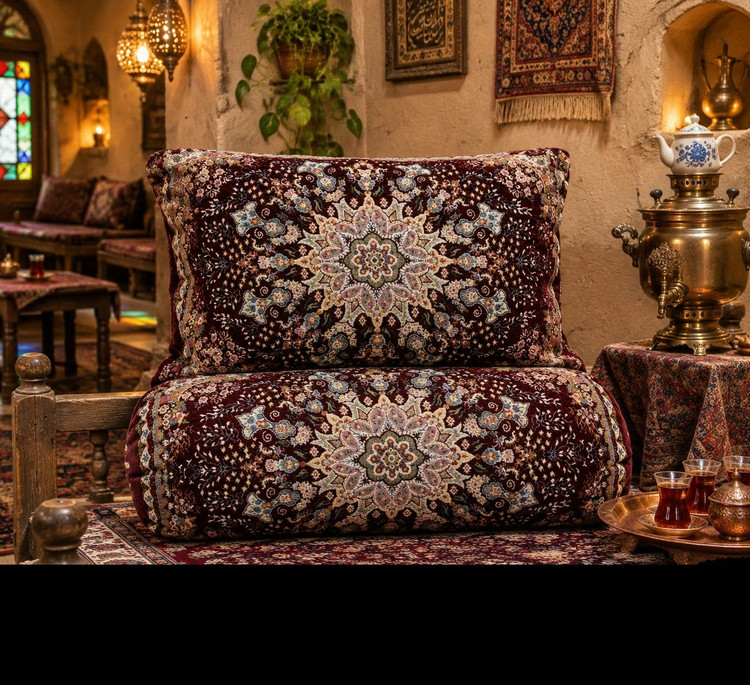 روبالشتی شانل چهارگوش زرشکی