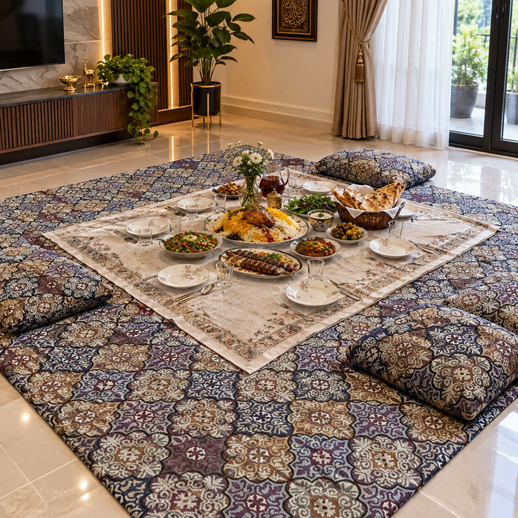 زیر سفره جاجیم یزدی عرض دو متر